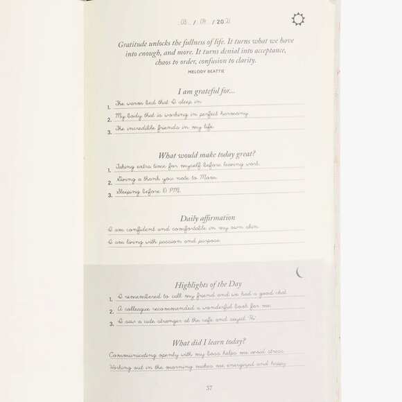 NEW INTELLIGENT CHANGES The Five Minute Journal Hardcover Beige Daily - Picture 3 of 13